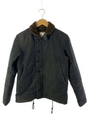 画像：N-1/デッキジャケット/ミリタリージャケット/38/コットン/BLK/※首元ライニング抜け有