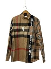 画像：20AW/LOGO PRINT PATCHWORK CHECK長袖シャツ/M/コットン/CML/チェック/80331