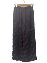 画像：HOMEWEAR/ロゴ総柄/ストレートパンツ/44/レーヨン/BLK/658883 TKD52