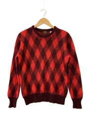 画像：ニット・セーター(厚手)/M/アクリル/RED/チェック/モヘヤ混