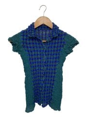 画像：シワ半袖シャツ/--/ポリエステル/GRN/チェック/MI02FK667