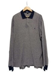 画像：90s/HBT/ポロシャツ/XL/コットン×リネン/NVY/総柄