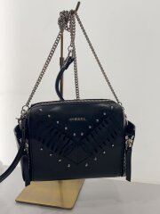 画像：スタッズチェーンショルダーバッグ/レザー/BLK⑦