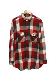 画像：60s/マチ付き/森タグ前期/ネルシャツ/17/コットン/RED