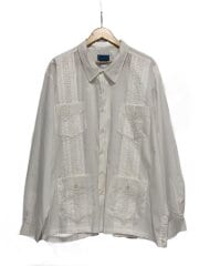 画像：00s/キューバシャツ/長袖シャツ/2L/コットン/WHT