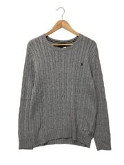 画像：ポニーケーブルニット・セーター(薄手)/XL/コットン/GRY③//