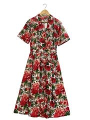 画像：ALL Week Long/半袖ワンピース/10/コットン/RED/花柄//
