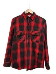 画像：80s/長袖シャツ/M/コットン/RED/BLK/チェック