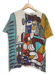 画像：picaso/1991/USA製/アートT/窓辺に座る女/Tシャツ/L/マルチカラー/総柄