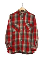画像：50～60s/マチネル/皿ボタン/ネルシャツ/--/コットン/RED/チェック