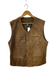 画像：ベスト/L/レザー/BRW/無地