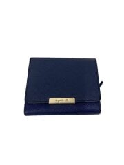 画像：2つ折り財布/レザー/NVY/無地/レディース