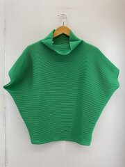 画像：ノースリーブカットソー/プリーツ/ポリエステル/GRN/無地/mi33fk375