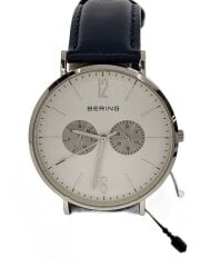 画像：クォーツ腕時計/アナログ/レザー/WHT/NVY