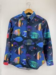 画像：トロピカルフィッシュ長袖シャツ/S/コットン/BLU/総柄
