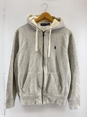 画像：ジップパーカー/M/コットン/WHT/無地