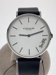 画像：クォーツ腕時計/アナログ/レザー/WHT/BLK/14503115