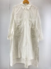 画像：長袖ワンピース/S/コットン/WHT