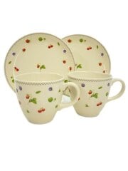 画像：カップ＆プレートセット/ストロベリーガーデン/ペアモーニングセット4点セット/WHT