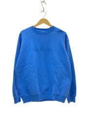 画像：フロント下部シミ有/袖口使用感有/ロゴスウェット/S/コットン/ブルー