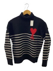 画像：DC STRIPED FUNNEL/ニット・セーター(厚手)/L/ウール/BLK/UKS404.018