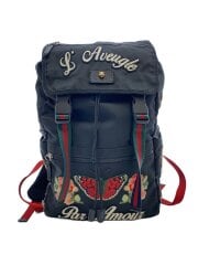 画像：リュックサック_テクノキャンバス＆エンブロイダリー/キャンバス/ブラック