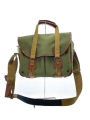 画像：ショルダーバッグ/キャンバス×レザー/カーキ/225/擦れ有/レザー破れ有