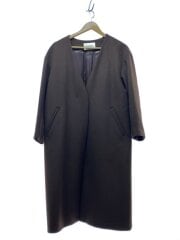 画像：UWSC W/N Vノーカラーコート/34/ウール/ブラウン/1525-147-3742