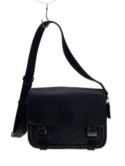 画像：ショルダーバッグ/レザー/ブラック/CT716/レーサーメッセンジャー・シグネチャーキャンバス