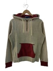 画像：パーカー/M/カシミア/クリーム/kk-rl-la3530/ハーフジップツートーンプルオーバーパーカー