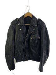 画像：ダブルライダースジャケット/レザー/ブラック/60s~70s/エアブラシペイント/状態考慮