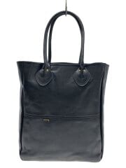 画像：トートバッグ/レザー/ブラック/無地/ロングハンドル