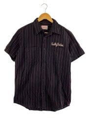 画像：半袖シャツ/M/コットン/BLK/ストライプ/13ss-wrk-01