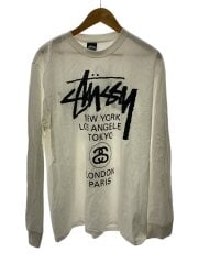 画像：長袖Tシャツ/L/コットン/WHT/プリント