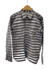 画像：長袖シャツ/XXL/コットン/GRY/ボーダー/SFPS12