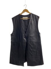 画像：ベスト/--/レザー/BLK/無地/61-06-0158-370