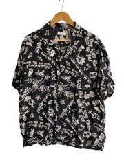 画像：別注アロハシャツ/L/レーヨン/BLK/総柄/SS37780JS//