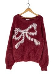 画像：ONE SHOULDER RIBBON KNIT/FREE/ナイロン/レッド/030IA470-2631//