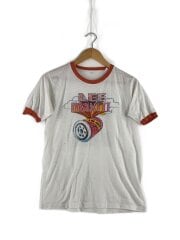 画像：リンガーTシャツ/コットン/WHT/プリント