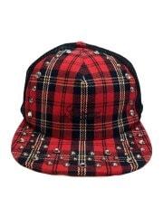 画像：x b.b. Simon Studded Cap/メッシュキャップ/FREE/コットン/RED/チェック/メンズ