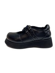 画像：Hatched Platform Mary Jane/シューズ/24cm/BLK