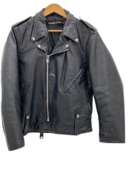 画像：レザージャケット・ブルゾン/48/レザー/BLK/無地