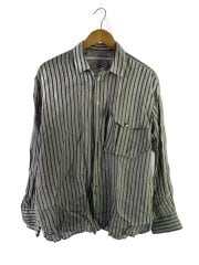 画像：長袖シャツ/--/ポリエステル/GRY/ストライプ/22S0020