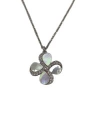 画像：ネックレス/--/SLV/トップ有/レディース/白蝶貝フラワーロングネックレス