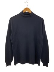 画像：トップス/M/シルク/ネイビー/ハイネック/ニット/縦ライン