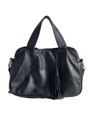 画像：ショルダーバッグ/レザー/ブラック/無地/2way/ソフトレザー