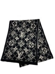 画像：エシャルプ・モノグラムマウンテン/マフラー/カシミア/BLK/総柄/メンズ/M77135