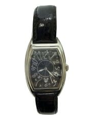 画像：クォーツ腕時計/アナログ/レザー/SLV/BLK/ーー