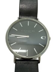 画像：クォーツ腕時計/アナログ/レザー/BLK/BLK