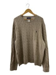 画像：ニット・セーター(薄手)/XXL/コットン/BRW/無地